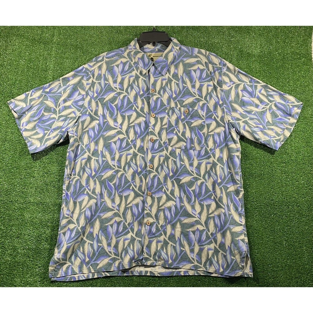 Havana Jack's Men's Hawaiian Button Down 100% Silk Short Sleeve Shirt Size XL